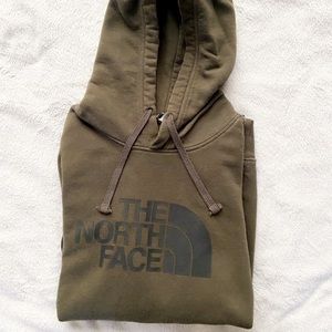Men’s The North Face Tea Green Black Half Dome Logo Pullover Hoodie, Med…